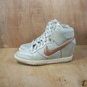 Women's Nike Dunk Sky High Wedge Shoes Light Bone